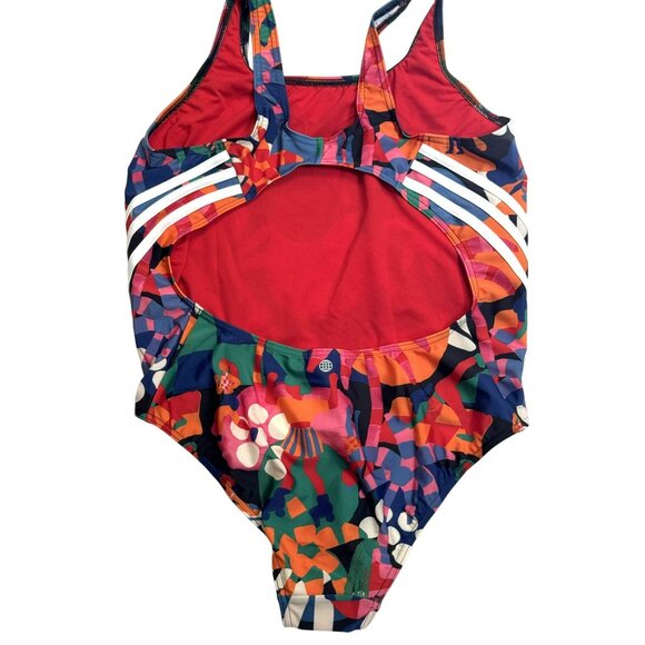 Farm Rio Adidas Multi Tropical Island Party Colorful Graphic Swimsuit Sz14 NEW - Picture 4 of 9